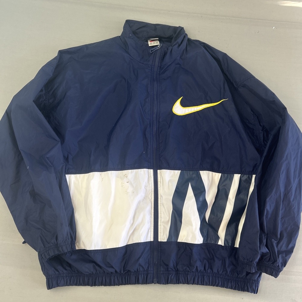 Vintage Y2K NIKE Windbreaker Embroidered 2XL Full Zip Blue White Yellow S7 STX